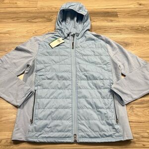 RLX Ralph Lauren Jacket Blue Golf Hybrid Quilted Insulated Zip Mens Large $268
